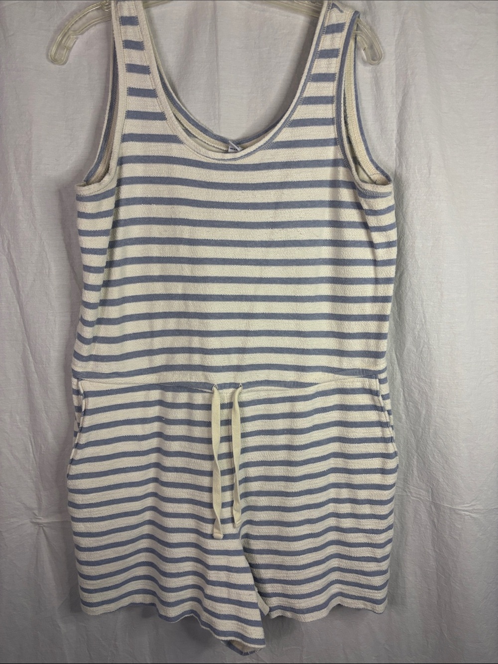 Old Navy Cream and Light Blue Striped Knit Top